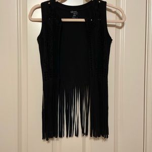 Fringe Polyester cutout vest size 10 black